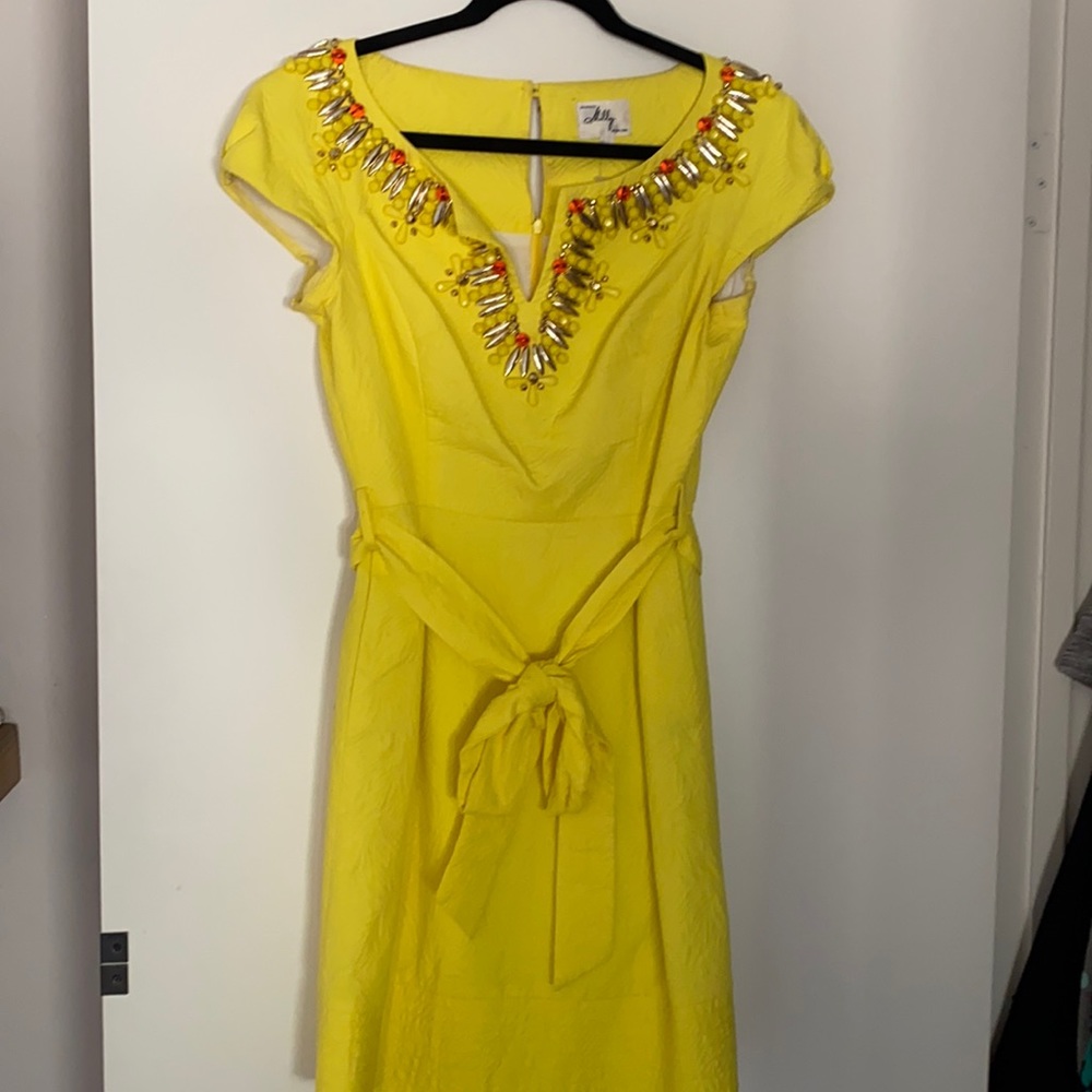Milly yellow beaded dress, size 6